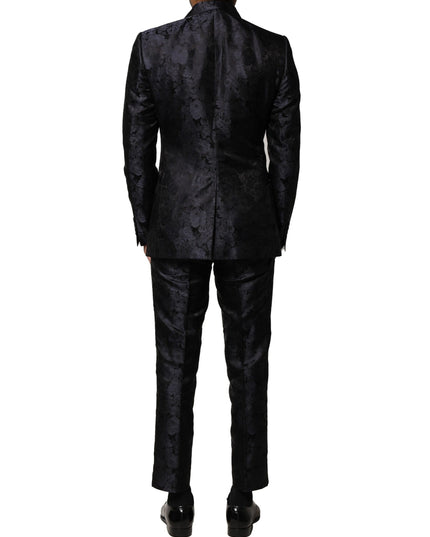 Dolce & Gabbana Black Jacquard 3 Piece Single Breasted Suit