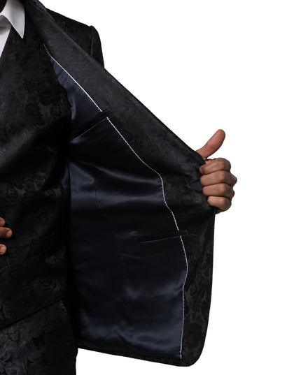 Dolce & Gabbana Black Jacquard 3 Piece Single Breasted Suit