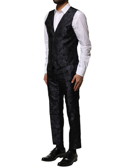Dolce & Gabbana Black Jacquard 3 Piece Single Breasted Suit