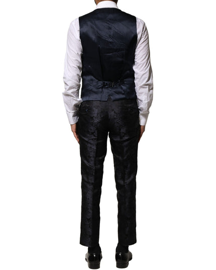 Dolce & Gabbana Black Jacquard 3 Piece Single Breasted Suit