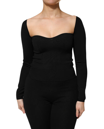 Dolce & Gabbana Black Viscose Long Sleeve Pullover Blouse Top