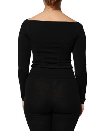 Dolce & Gabbana Black Viscose Long Sleeve Pullover Blouse Top