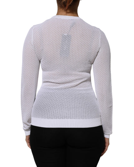 Dolce & Gabbana White Round Neck Long Sleeves Pullover Top