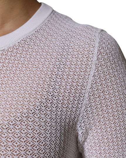Dolce & Gabbana White Round Neck Long Sleeves Pullover Top