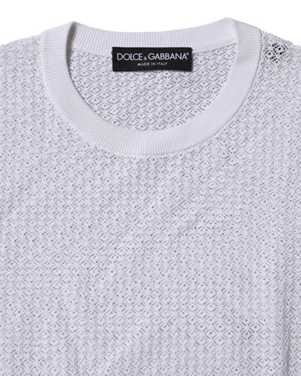 Dolce & Gabbana White Round Neck Long Sleeves Pullover Top