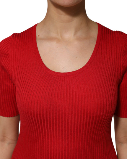 Dolce & Gabbana Red Round Neck Short Sleeves Pullover Top
