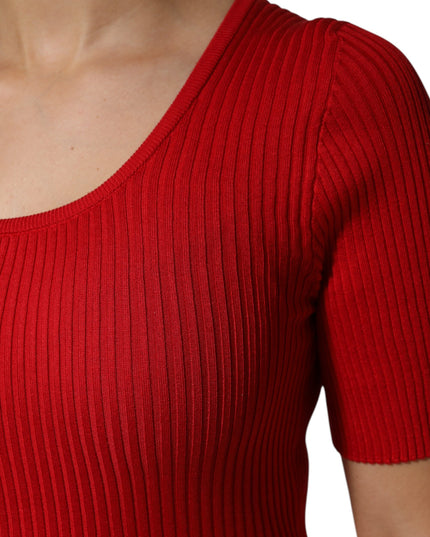 Dolce & Gabbana Red Round Neck Short Sleeves Pullover Top