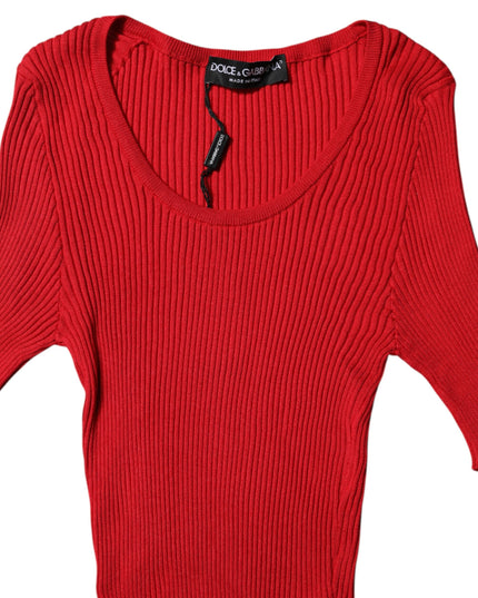 Dolce & Gabbana Red Round Neck Short Sleeves Pullover Top