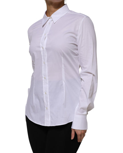 Dolce & Gabbana White Cotton Collared Long Sleeves Shirt Top