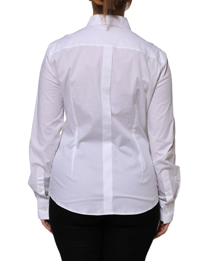 Dolce & Gabbana White Cotton Collared Long Sleeves Shirt Top