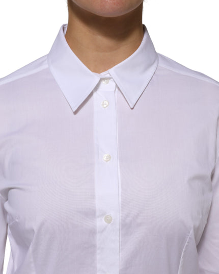 Dolce & Gabbana White Cotton Collared Long Sleeves Shirt Top