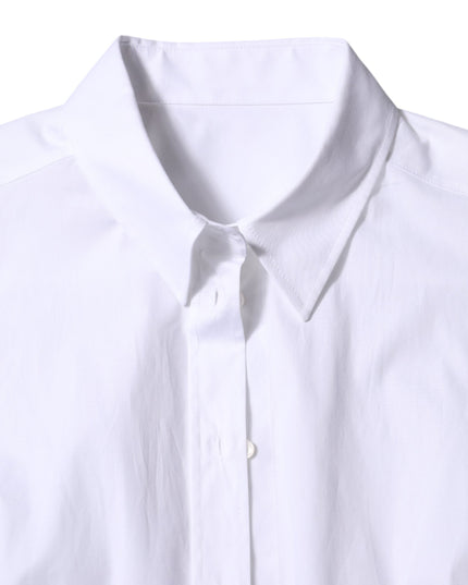Dolce & Gabbana White Cotton Collared Long Sleeves Shirt Top