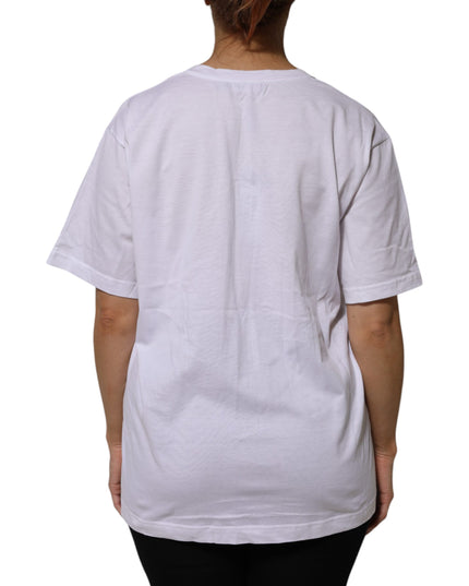 Dolce & Gabbana White Cotton Short Sleeves V-neck T-shirt