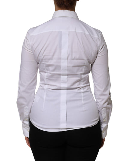 Dolce & Gabbana White Cotton Collared Long Sleeves Shirt Top