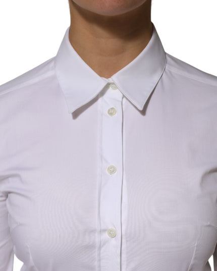 Dolce & Gabbana White Cotton Collared Long Sleeves Shirt Top
