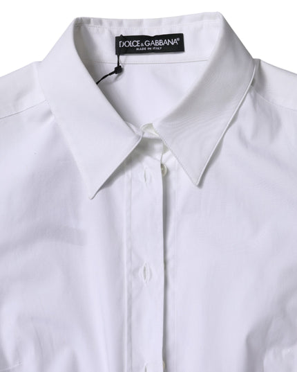 Dolce & Gabbana White Cotton Collared Long Sleeves Shirt Top