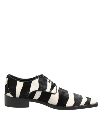 Dolce & Gabbana Black White Zebra Pony Fur Dress Shoes