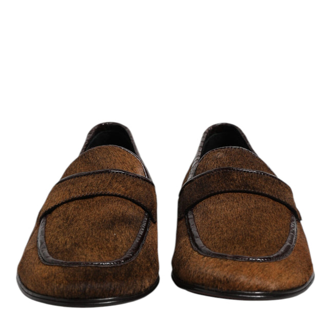 Dolce & Gabbana Brown Loafers Leather Slip On Men Dress Shoes