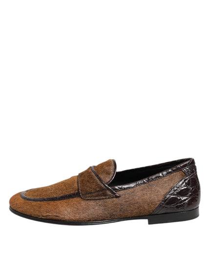 Dolce & Gabbana Brown Loafers Leather Slip On Men Dress Shoes