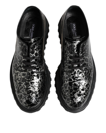 Dolce & Gabbana Black White Calfskin Chunky Derby Shoes