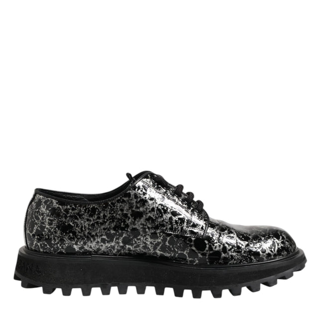 Dolce & Gabbana Black White Calfskin Chunky Derby Shoes