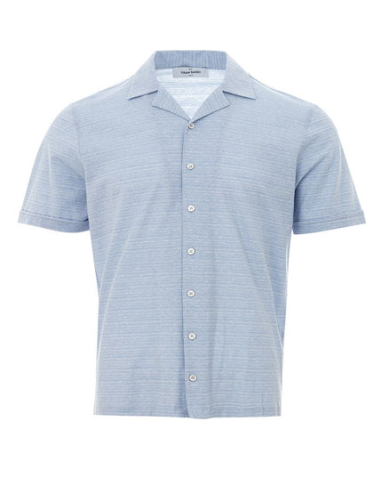 Gran Sasso Blue Linen And Cotton Shortsleeve Shirt