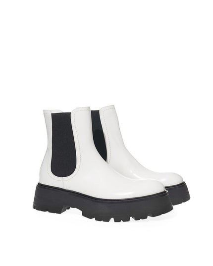 Alexander McQueen Black And White Leather Chelsea Boots
