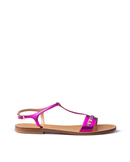 Salvatore Ferragamo Purple Leather Flat Sandals