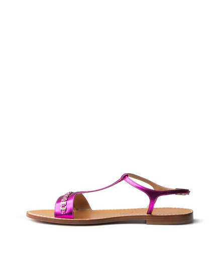 Salvatore Ferragamo Purple Leather Flat Sandals