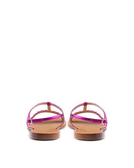 Salvatore Ferragamo Purple Leather Flat Sandals