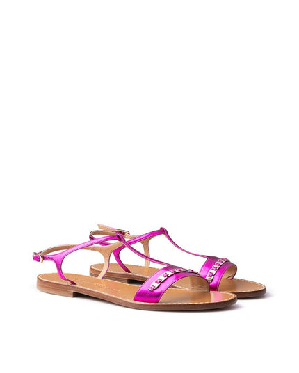 Salvatore Ferragamo Purple Leather Flat Sandals