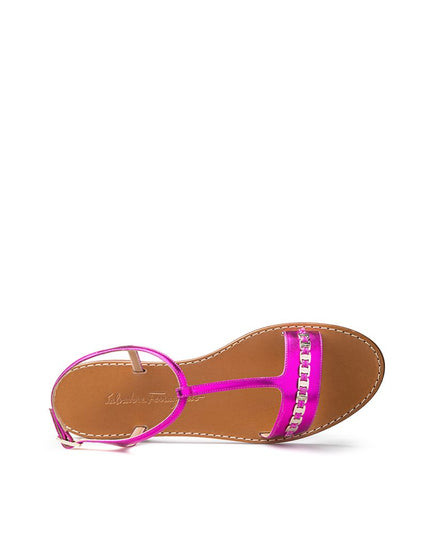 Salvatore Ferragamo Purple Leather Flat Sandals