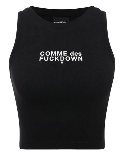 Comme Des Fuckdown Black Cotton Women Cropped Top