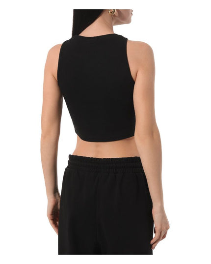 Comme Des Fuckdown Black Cotton Women Cropped Top