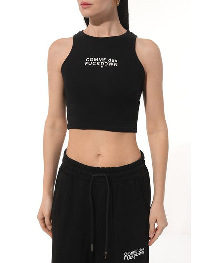 Comme Des Fuckdown Black Cotton Women Cropped Top