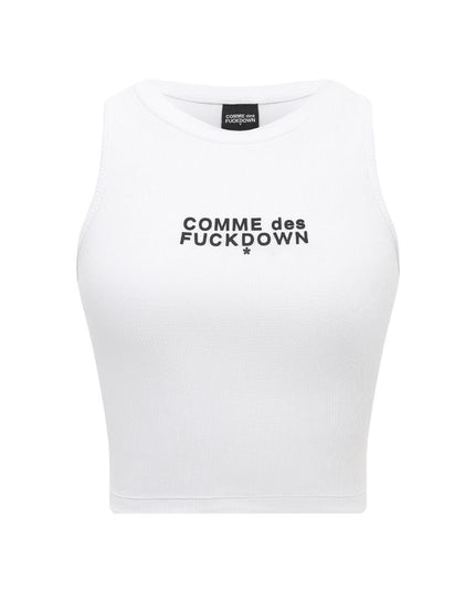 Comme Des Fuckdown White Cotton Women Cropped T-Shirt
