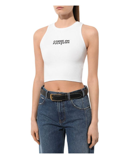 Comme Des Fuckdown White Cotton Women Cropped T-Shirt
