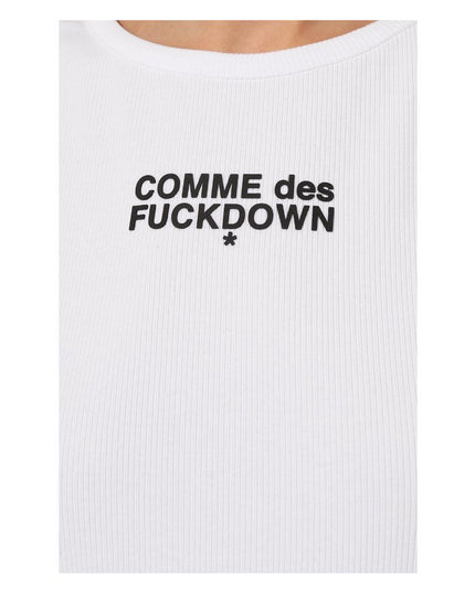 Comme Des Fuckdown White Cotton Women Top