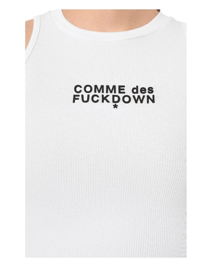 Comme Des Fuckdown White Cotton Women Cropped T-Shirt