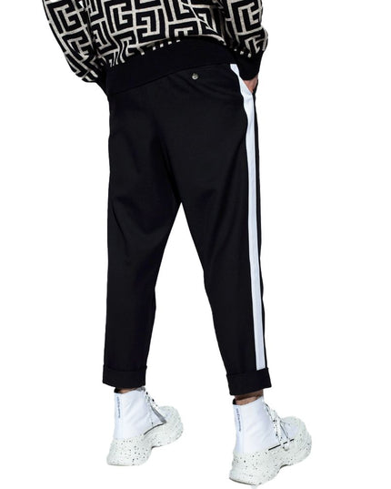 Balmain Black Cotton Men Trousers
