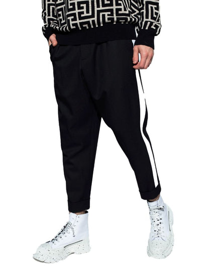 Balmain Black Cotton Men Trousers