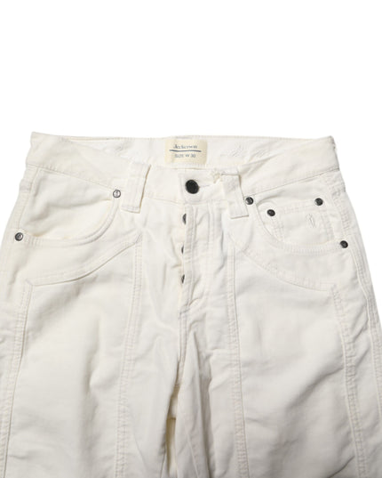 Jeckerson White Cotton Stretch Straight Fit Men Denim Jeans