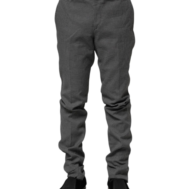 BENCIVENGA Black White Checkered Tapered Dress Pants