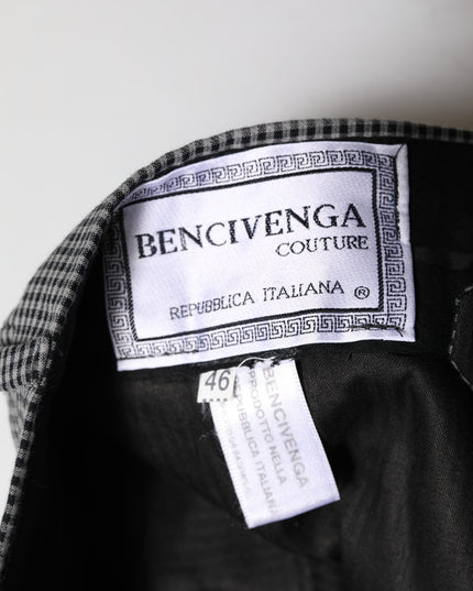 BENCIVENGA Black White Checkered Tapered Dress Pants