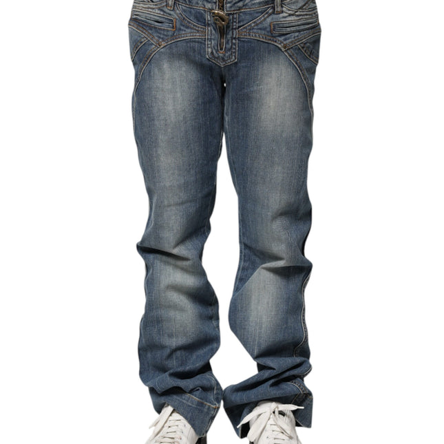 Just Cavalli Blue Washed Straight Fit Men Denim Jeans
