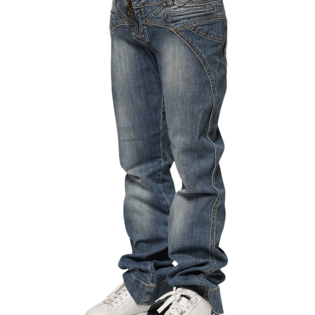 Just Cavalli Blue Washed Straight Fit Men Denim Jeans