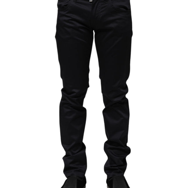 Dolce & Gabbana Black Cotton Skinny Mid Waist Pants