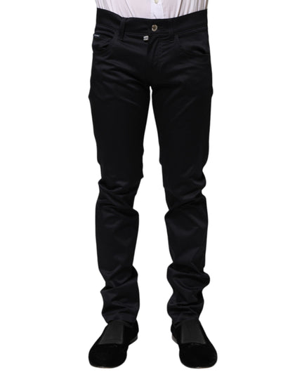 Dolce & Gabbana Black Cotton Skinny Mid Waist Pants