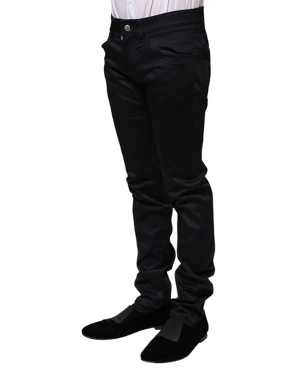 Dolce & Gabbana Black Cotton Skinny Mid Waist Pants