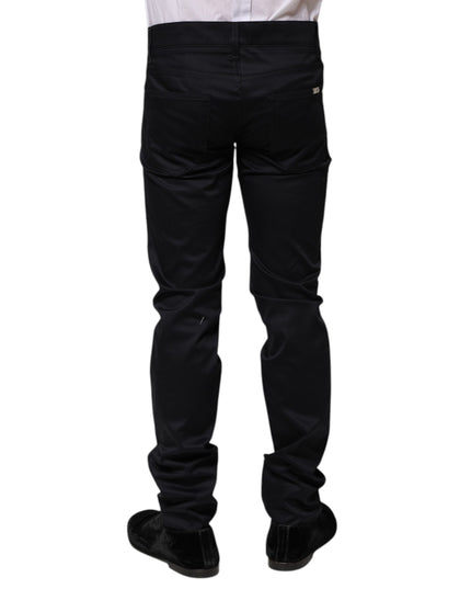 Dolce & Gabbana Black Cotton Skinny Mid Waist Pants